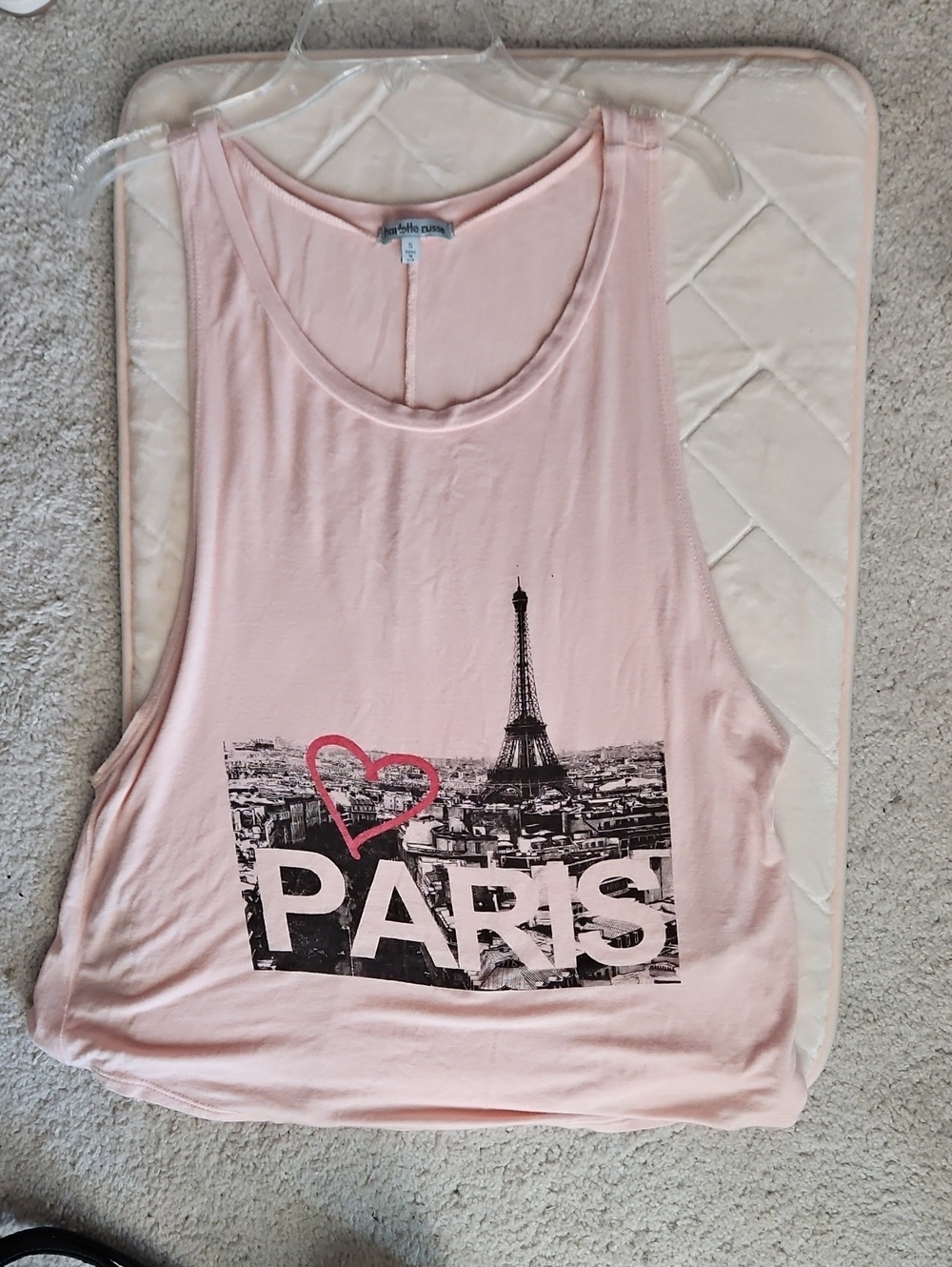 Charlotte Ruse Pink Paris Graphic Tank with Heart Accent